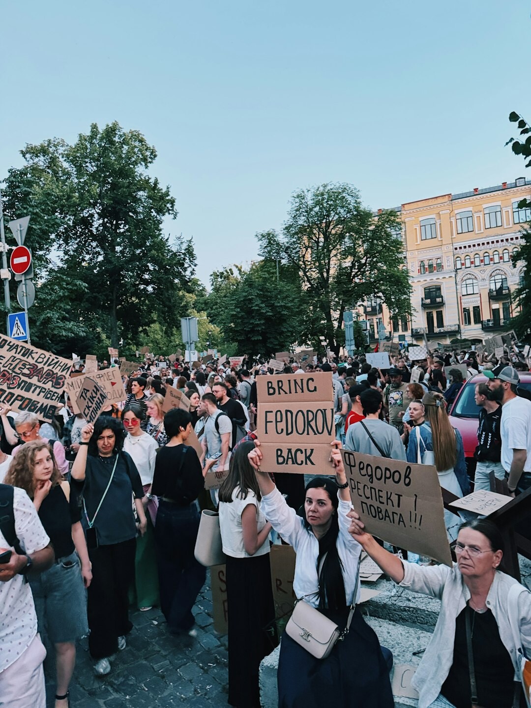 protesters in city square